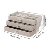 Three Layer Flannel Jewelry Storage Box Dustproof Drawer Organizer for Earrings - Grey - Side View