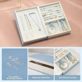 Creative PU Leather Jewelry Box Book Earrings Rings Necklace Organizer Holder - White - Low Angle