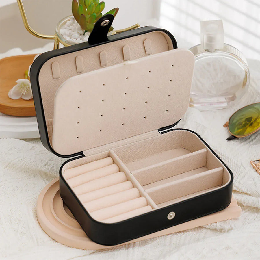 Jewelry Storage Box Travel Mini Case Portable Small Organiser for Rings Earrings - Blue