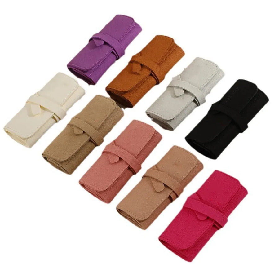 Portable Microfiber Jewelry Storage Bag Roll Organizer for Earrings Necklaces - Grey