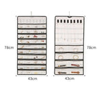 48 Pockets Jewelry Hanging Storage Organizer Holder Earring Display Pouch Bag - Grey