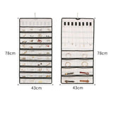 48 Pockets Jewelry Hanging Storage Organizer Holder Earring Display Pouch Bag - Grey - 45-Degree Angle