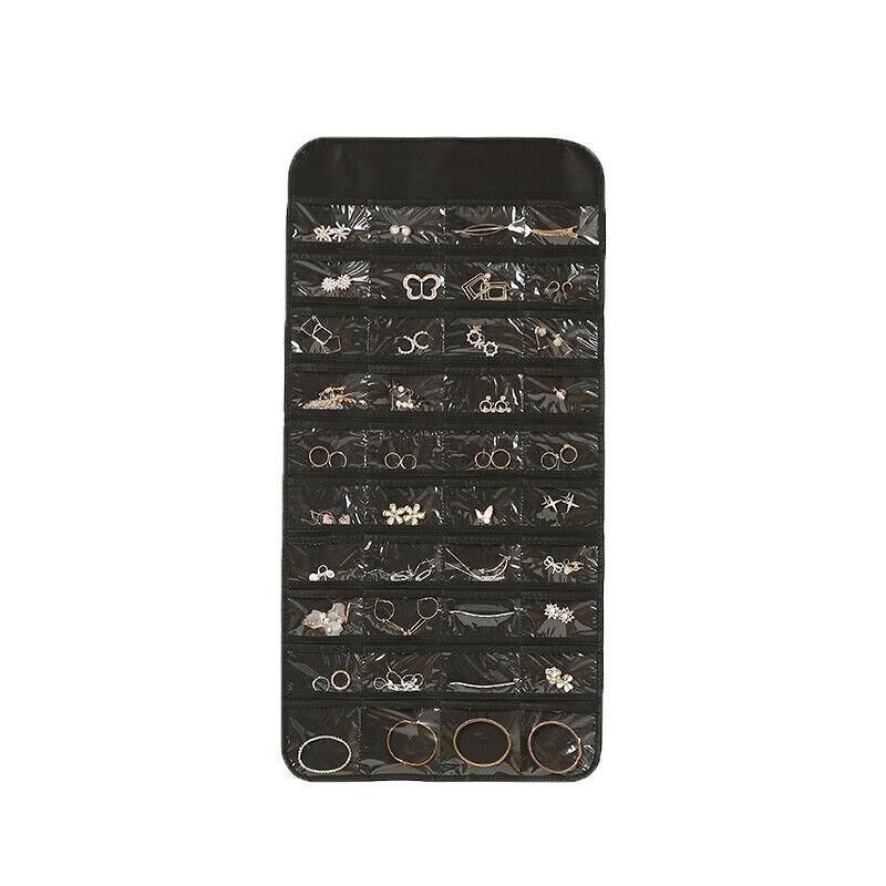48 Pockets Jewelry Hanging Storage Organizer Holder Earring Display Pouch Bag - Grey