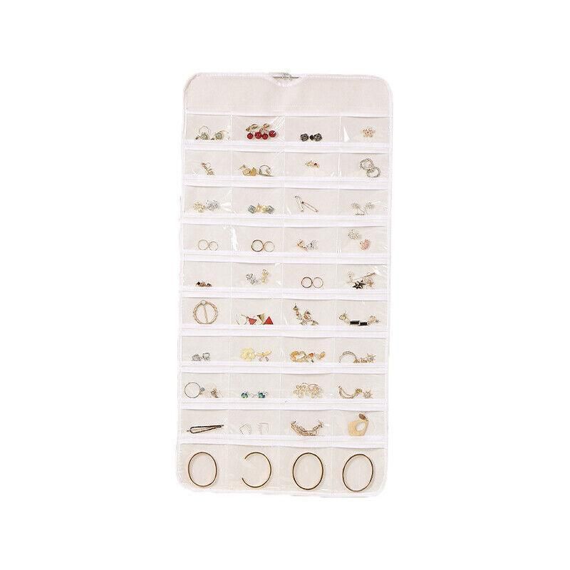 48 Pockets Jewelry Hanging Storage Organizer Holder Earring Display Pouch Bag - Grey