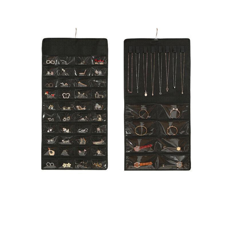 48 Pockets Jewelry Hanging Storage Organizer Holder Earring Display Pouch Bag - Grey