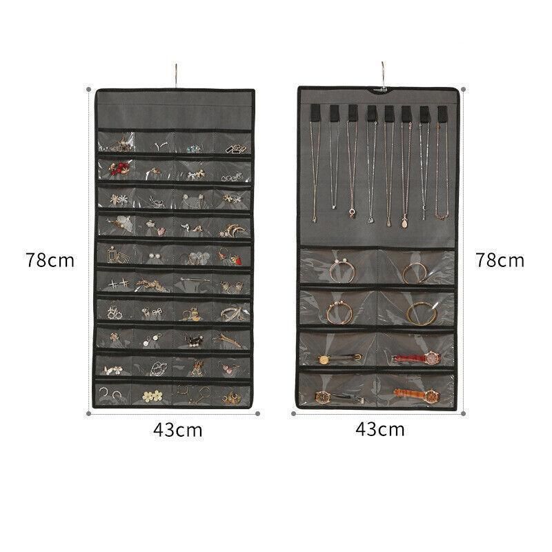 48 Pockets Jewelry Hanging Storage Organizer Holder Earring Display Pouch Bag - White