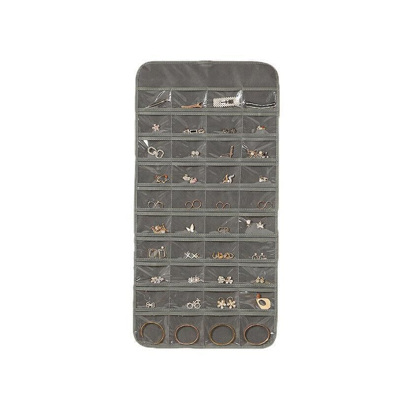 48 Pockets Jewelry Hanging Storage Organizer Holder Earring Display Pouch Bag - White