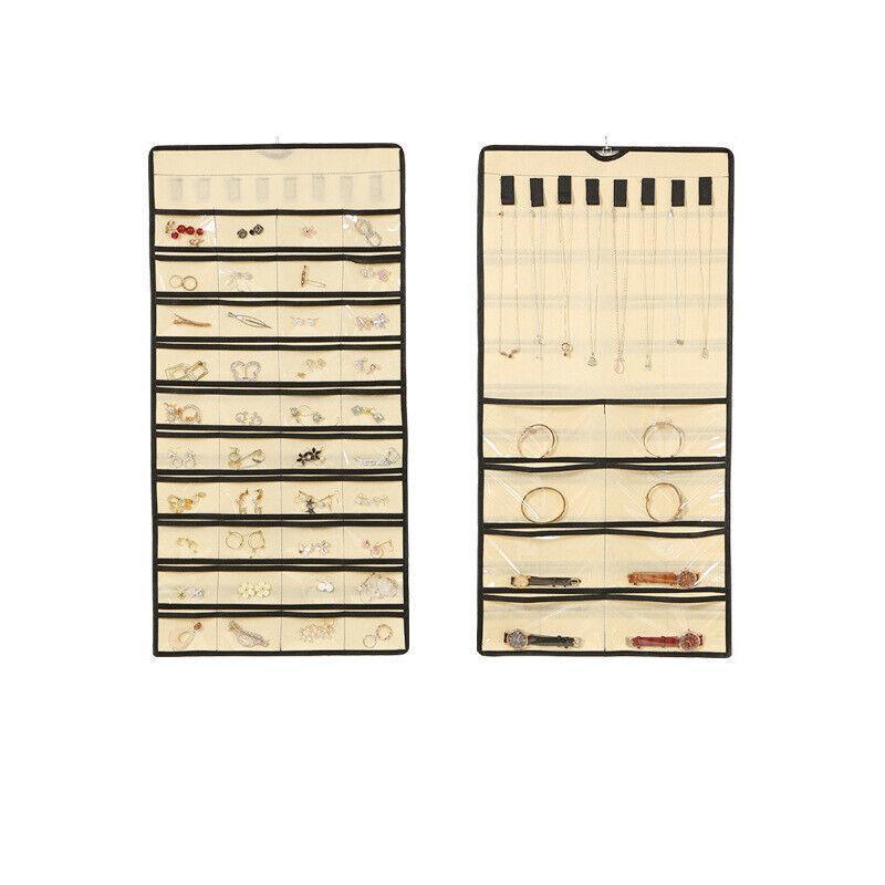 48 Pockets Jewelry Hanging Storage Organizer Holder Earring Display Pouch Bag - White