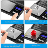 Mini Digital Pocket Scale 0.1g to 1000g Precision Jewellery Kitchen Herb Weighing Tool - 45-Degree Angle