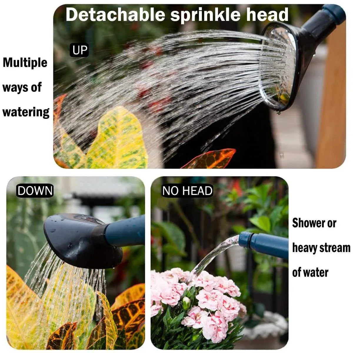 3L Gray Retro Watering Can Long Spout Large Capacity Shower Kettle for Garden