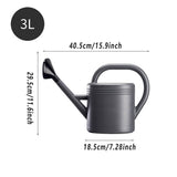 3L Gray Retro Watering Can Long Spout Large Capacity Shower Kettle for Garden - Side View
