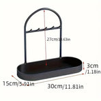 Versatile Entryway Storage Rack Waterproof Metal Key Holder Decorative Desktop - Black