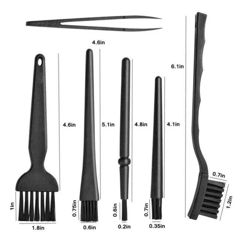 6PCS Anti-Static Keyboard Cleaning Kit Black Plastic Laptop PC Dust Cleaner Tool