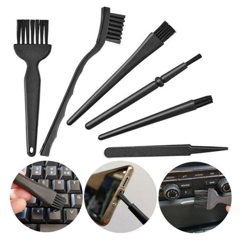 6PCS Anti-Static Keyboard Cleaning Kit Black Plastic Laptop PC Dust Cleaner Tool