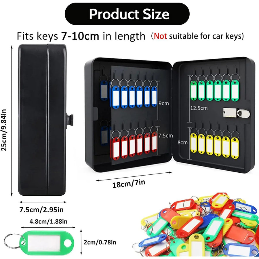48 Key Wall Mounted Combination Key Cabinet Steel Organiser Box Home Office