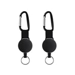2PCS Retractable Keychain with Carabiner Clip and 60cm Steel Wire Pull Cord