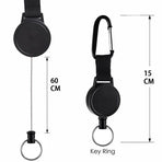 2PCS Retractable Keychain with Carabiner Clip and 60cm Steel Wire Pull Cord
