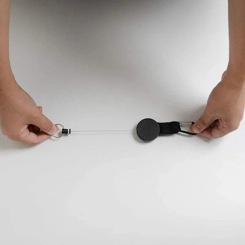 2PCS Retractable Keychain with Carabiner Clip and 60cm Steel Wire Pull Cord