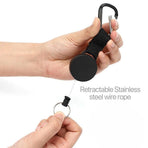 2PCS Retractable Keychain with Carabiner Clip and 60cm Steel Wire Pull Cord