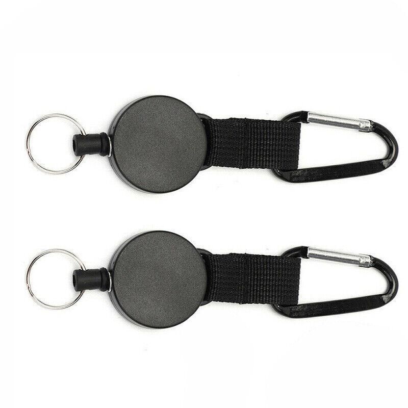 2PCS Retractable Keychain with Carabiner Clip and 60cm Steel Wire Pull Cord