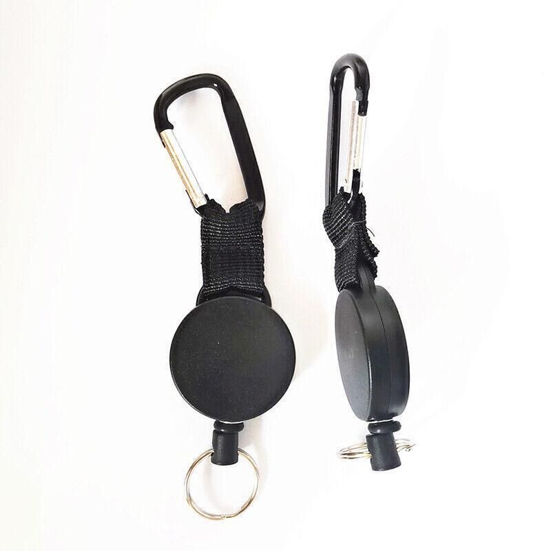 2PCS Retractable Keychain with Carabiner Clip and 60cm Steel Wire Pull Cord