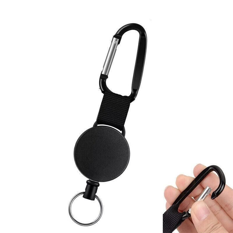 2PCS Retractable Keychain with Carabiner Clip and 60cm Steel Wire Pull Cord
