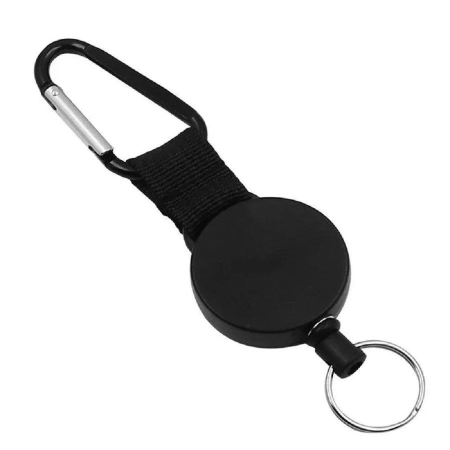 2PCS Retractable Keychain with Carabiner Clip and 60cm Steel Wire Pull Cord