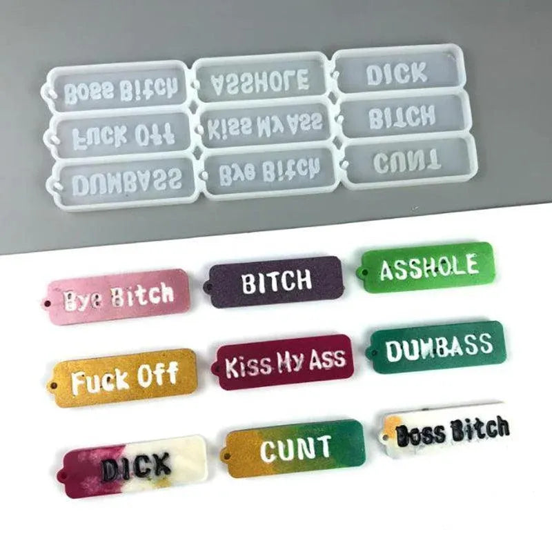 Letters Keychain Resin Epoxy Casting Mold Earring Pendant Mould Craft Silicone