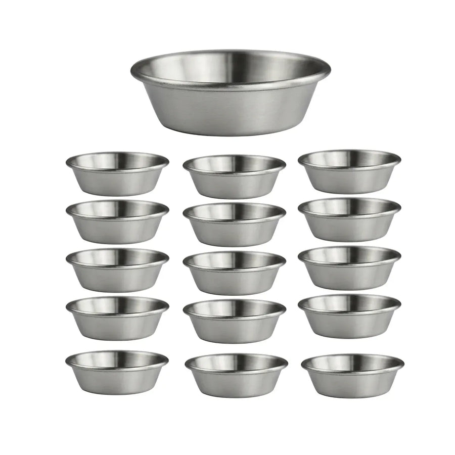 16PCS Stainless Steel Dip Dishes 10cm Small Bowls Condiment for Sushi Party
