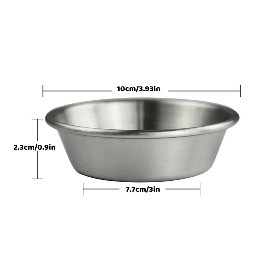 16PCS Stainless Steel Dip Dishes 10cm Small Bowls Condiment for Sushi Party