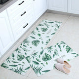 45x180cm Kitchen Mat Non-Slip Waterproof Pvc Floor Rug Carpet Anti-Oil Easy Clean - Leaf - 45-Degree Angle