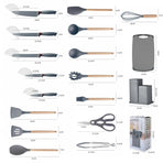 19-Piece Grey Kitchen Utensil Set with Storage Holder