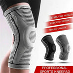 Black Knee Brace Knee Compression Sleeve Professional Sports Silicone Knee Support - L