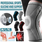 Black Knee Brace Knee Compression Sleeve Professional Sports Silicone Knee Support - M