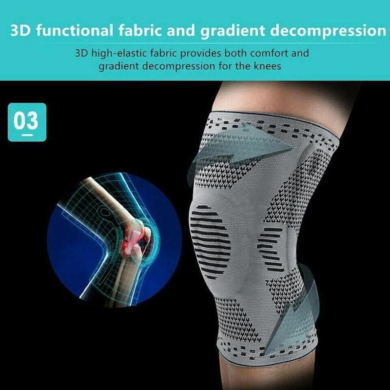 Black Knee Brace Knee Compression Sleeve Professional Sports Silicone Knee Support - M
