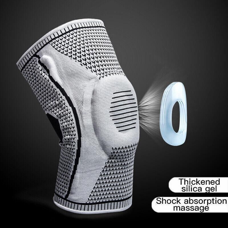 Red Knee Brace Knee Compression Sleeve Professional Sports Silicone Knee Support - L