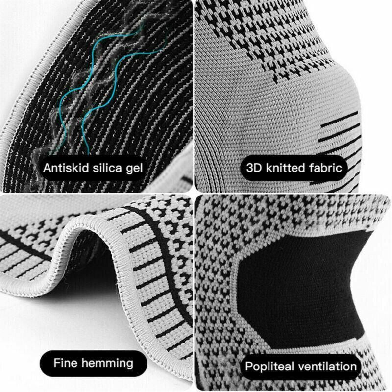 Red Knee Brace Knee Compression Sleeve Professional Sports Silicone Knee Support - L