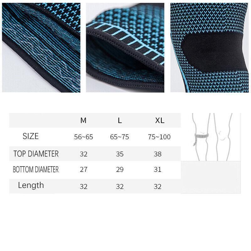 Red Knee Brace Knee Compression Sleeve Professional Sports Silicone Knee Support - L