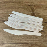 Wooden Cutlery Set Disposable Bamboo Wood Bulk Buy Forks Spoons Knives Party - 100PCS Knives - Side View