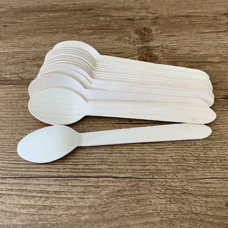 Wooden Cutlery Set Disposable Bamboo Wood Bulk Buy Forks Spoons Knives Party - 100PCS Knives