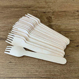 Wooden Cutlery Set Disposable Bamboo Wood Bulk Buy Forks Spoons Knives Party - 100PCS Knives - 45-Degree Angle