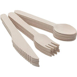 Wooden Cutlery Set Disposable Bamboo Wood Bulk Buy Forks Spoons Knives Party - 100PCS Knives - Extra Image