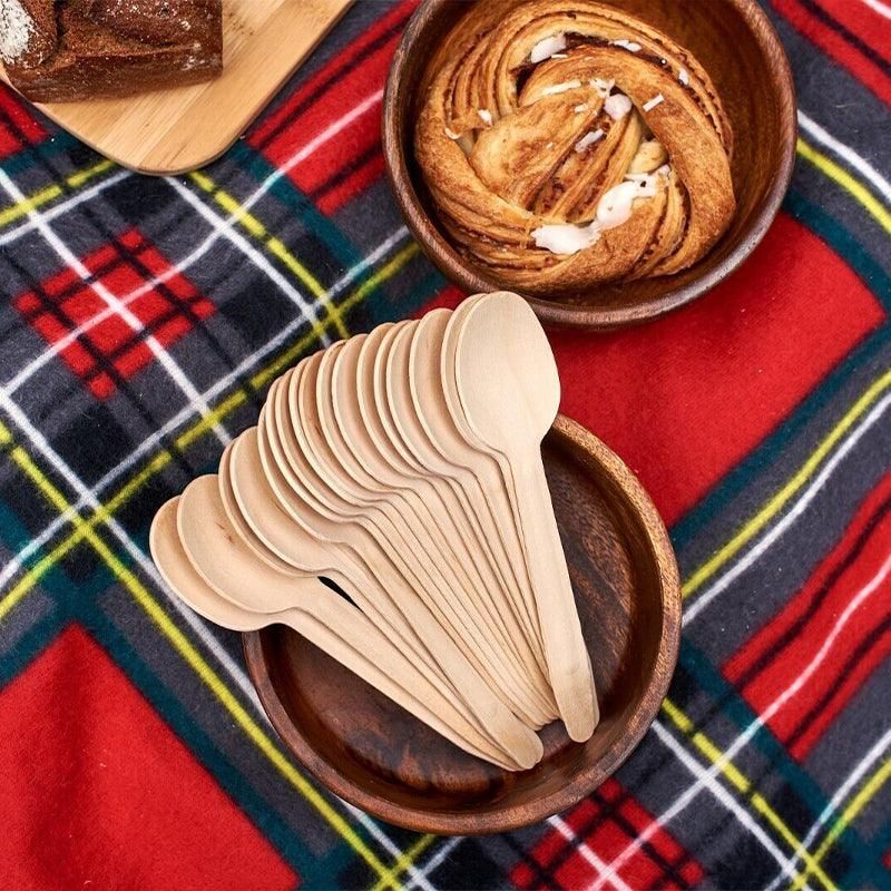 Wooden Cutlery Set Disposable Bamboo Wood Bulk Buy Forks Spoons Knives Party Eco