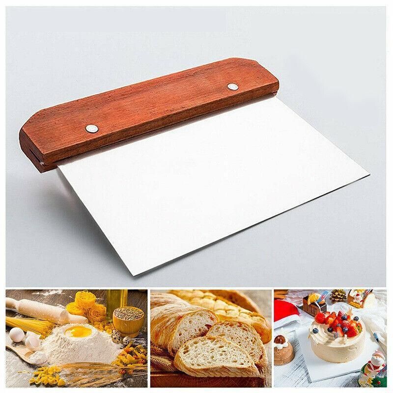 Stainless Steel Dough Bench Scraper Wooden Handle Cake Slicer Pastry Cutter Au