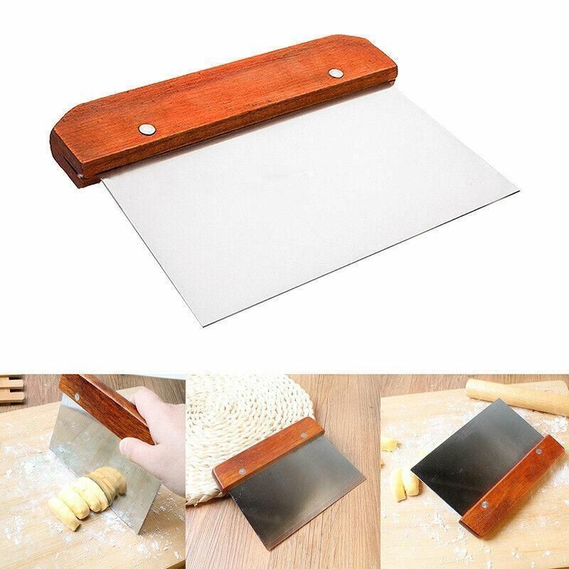 Stainless Steel Dough Bench Scraper Wooden Handle Cake Slicer Pastry Cutter Au