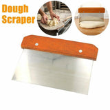 Stainless Steel Dough Bench Scraper Wooden Handle Cake Slicer Pastry Cutter Au - Close-Up Angle