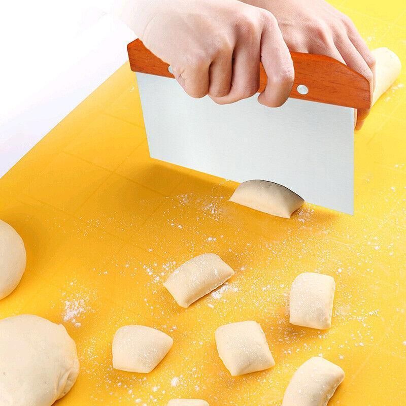 Stainless Steel Dough Bench Scraper Wooden Handle Cake Slicer Pastry Cutter Au
