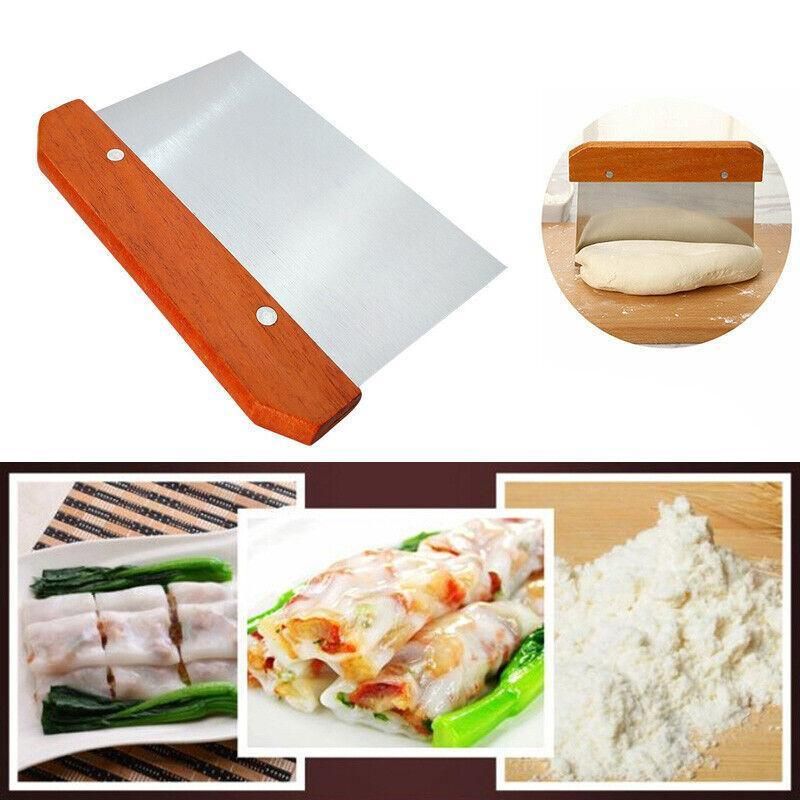 Stainless Steel Dough Bench Scraper Wooden Handle Cake Slicer Pastry Cutter Au