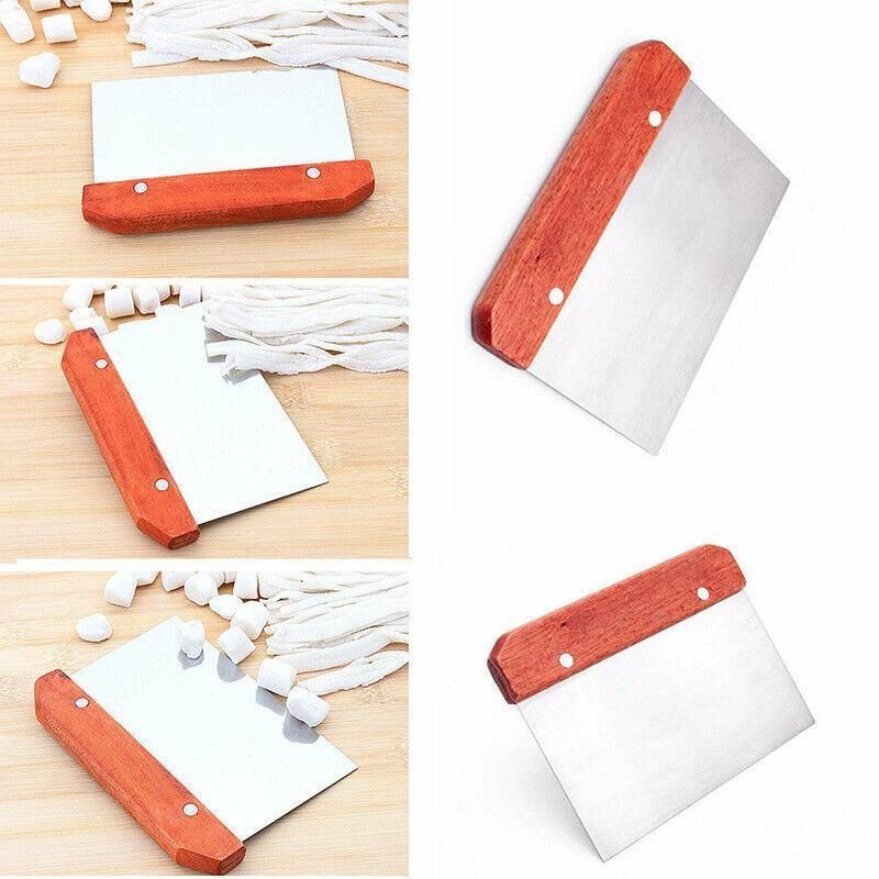 Stainless Steel Dough Bench Scraper Wooden Handle Cake Slicer Pastry Cutter Au