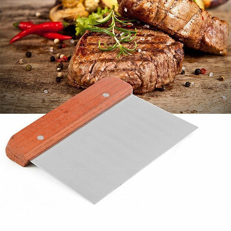 Stainless Steel Dough Bench Scraper Wooden Handle Cake Slicer Pastry Cutter Au